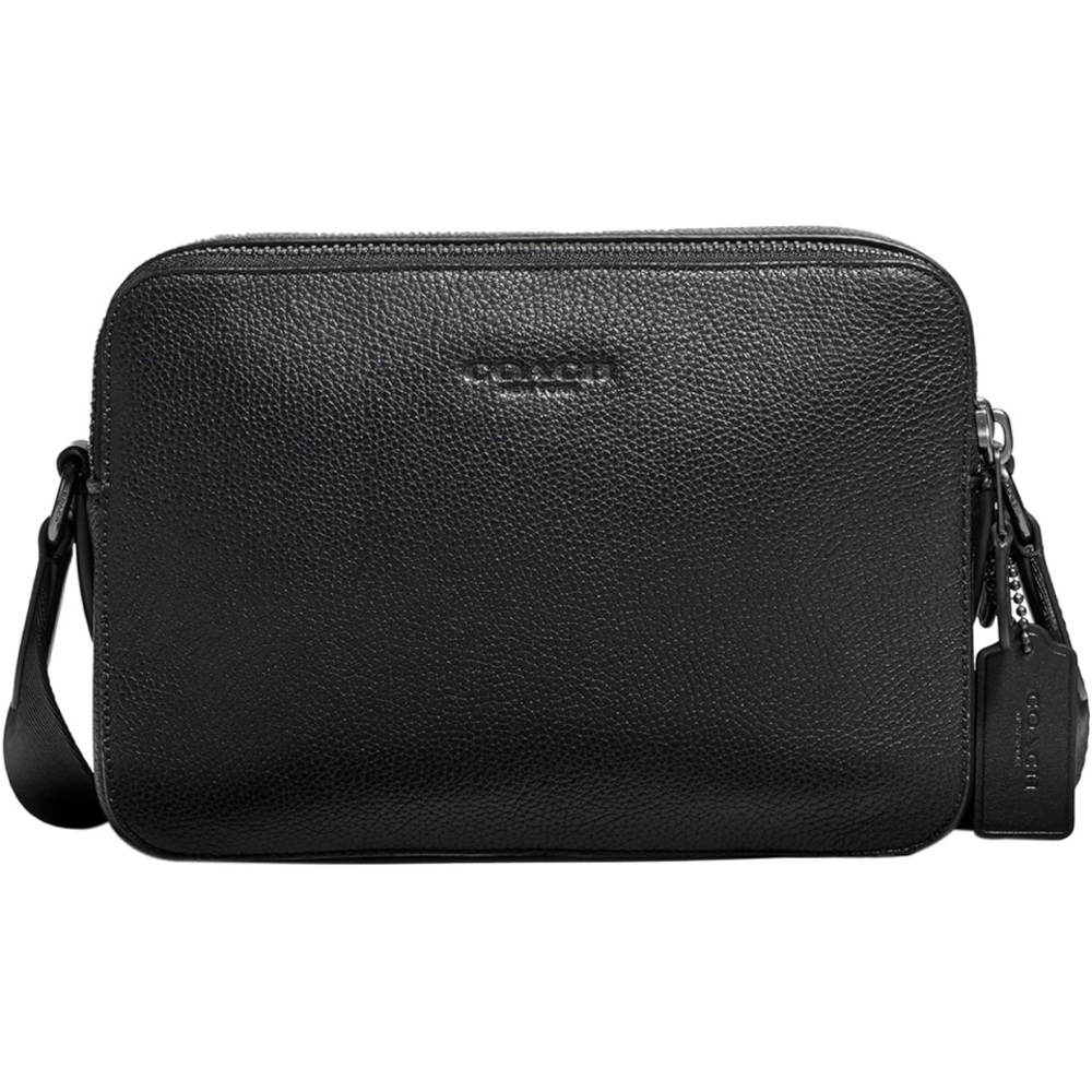 Coach Black Leather Messenger Bag with Adjustable Strap - Picture 9 of 9